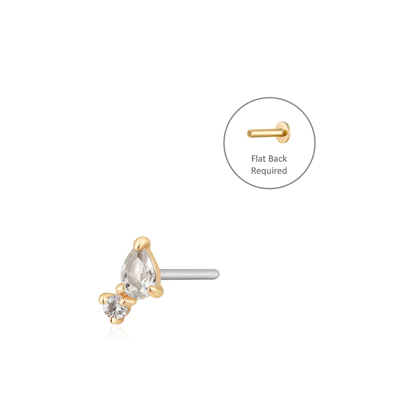 THEA | Pear and Round White Sapphire Piercing Earring