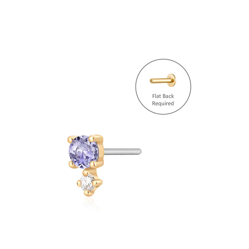 DECEMBER | Tanzanite and White Sapphire Single Piercing Earring Yg