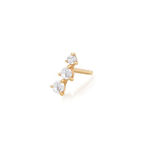 Load image into Gallery viewer, CLARA | Rose Cut Triple White Sapphire Stud YG