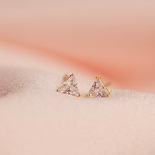 Load image into Gallery viewer, Lotus Triangle Zirconia Stud Earrings