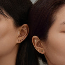 Load image into Gallery viewer, SEPTEMBER | Blue and White Sapphire Single Piercing Earring Yg