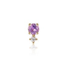 Load image into Gallery viewer, FEBRUARY | Amethyst and White Sapphire Single Piercing Earring Yg