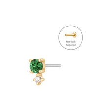 Load image into Gallery viewer, MAY | Green Tsavorite and White Sapphire Single Piercing Earring Yg