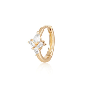 AURORA | Pear and Baguette White Sapphire Huggie Hoop