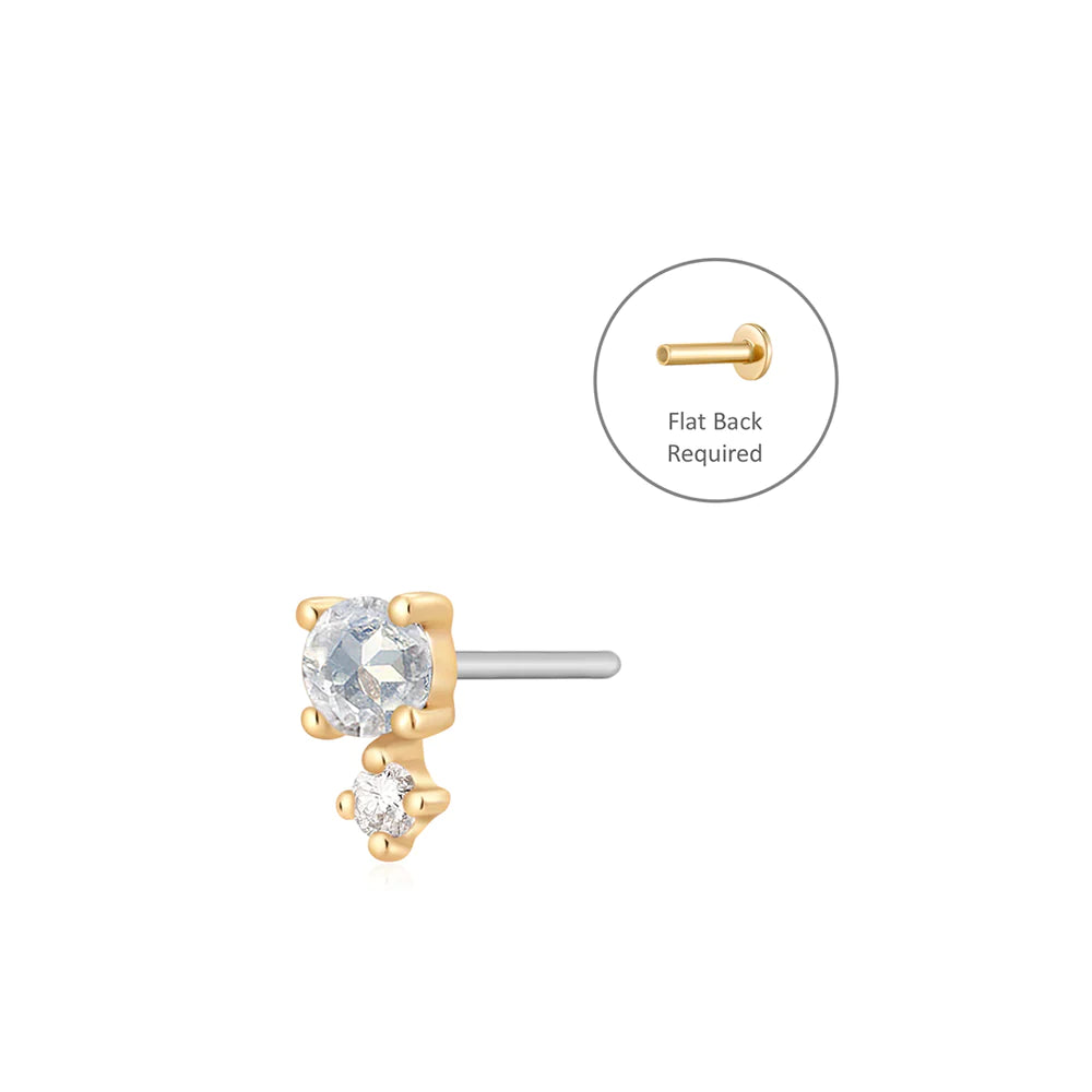 MARCH | Aquamarine and White Sapphire Single Piercing Earring