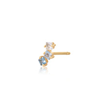 Load image into Gallery viewer, WAVE | Blue Topaz Tri-tone Stud YG