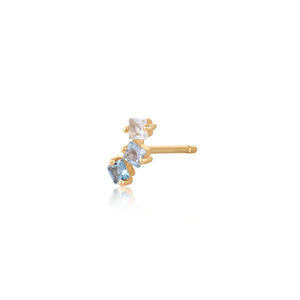 WAVE | Blue Topaz Tri-tone Stud YG