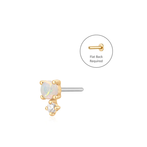 OCTOBER | Opal and White Sapphire Single Piercing Earring