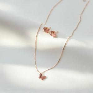 Butterfly Pink Zirconia Pink Gold Necklace