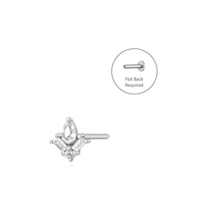 AURORA | Pear, Baguette and Round White Sapphire Piercing Earring