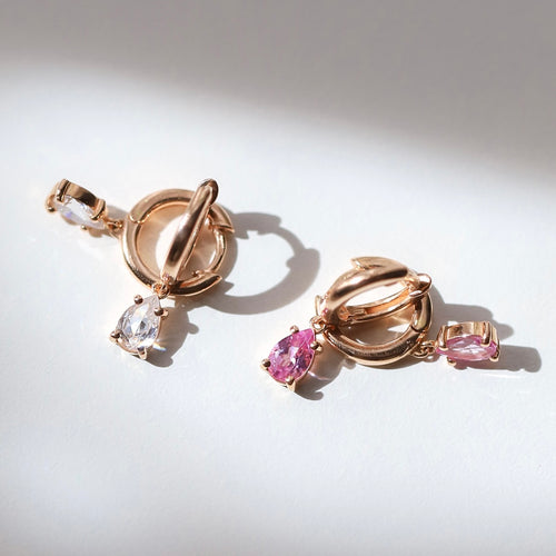 Goccia Pink Gold Huggy Earrings