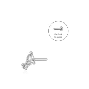 THEA | Pear and Round White Sapphire Piercing Earring