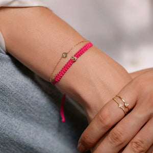 Fucsia fabric bracelet letter