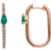 Load image into Gallery viewer, Anita&#39;s Diamond Emerald Hoops