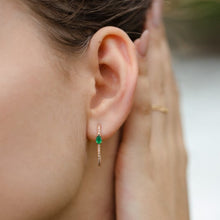 Load image into Gallery viewer, Anita&#39;s Diamond Emerald Hoops