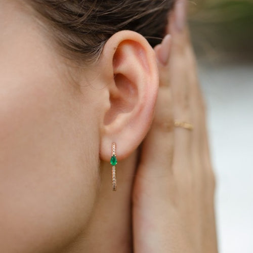 Anita's Diamond Emerald Hoops