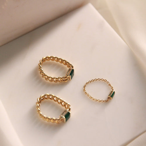 Bold Girl's Emerald Chain Ring