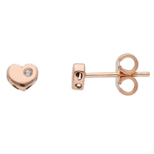 Load image into Gallery viewer, Heart Diamond Pink Gold Earrings