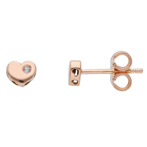 Heart Diamond Pink Gold Earrings