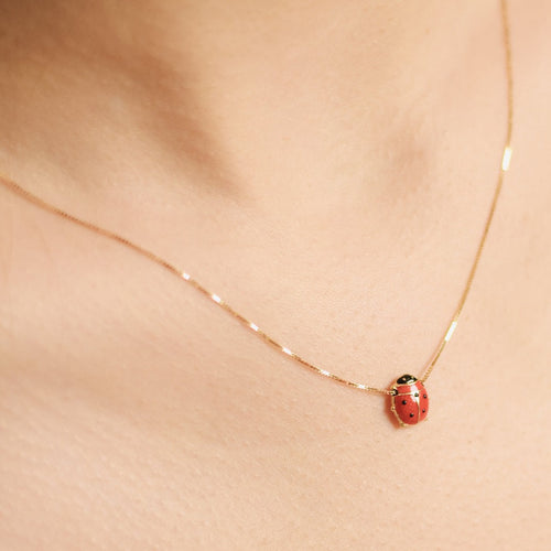 Necklace red ladybug single