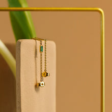 Load image into Gallery viewer, Dainty Treasure Emerald Chain Drop Earring