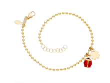 Load image into Gallery viewer, bracelet palline red ladybug gold clover